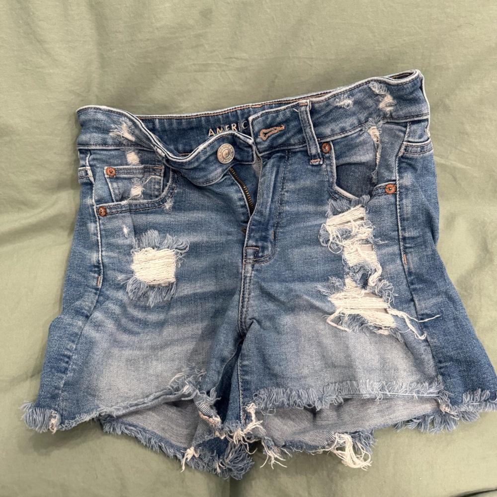 American Eagle Outfitters Ripped Light Blue Denim Cutoff Shorts